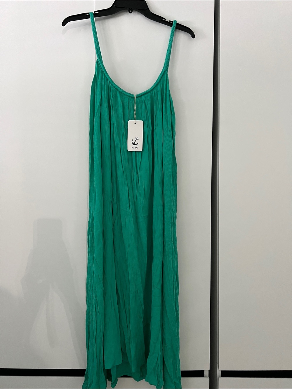 Lightweight Green Maxi Slip Dress with Spaghetti Straps